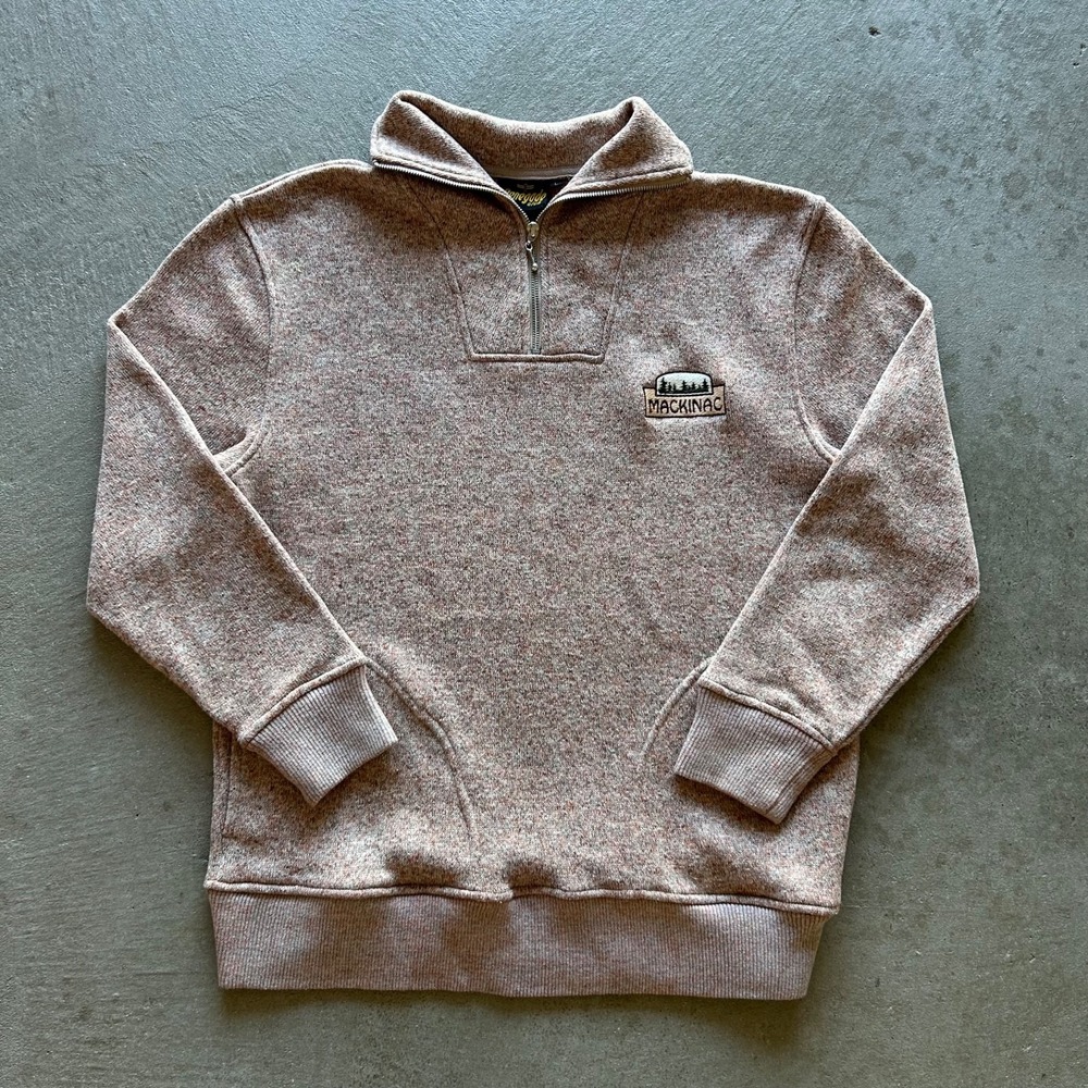 Vintage 90s Renegade Club Mackinac Island 1/4 Zip Jacket Size Large Tan Pullover